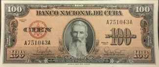Cuba 100 Pesos, 1959-1960 obverse