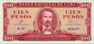 Cuba 100 Pesos, 1961 obverse