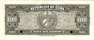 Cuba 10.000 Pesos, 1950 reverse