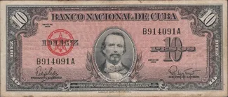 Cuba 10 Pesos, 1949-1960 obverse