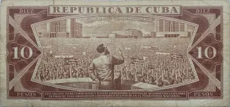 Cuba 10 Pesos, 1966 reverse