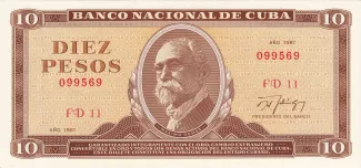 Cuba 10 Pesos, 1967-1989 obverse
