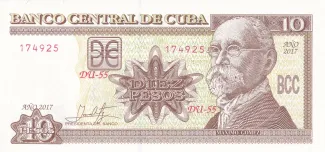 Cuba 10 Pesos, 1997-2020 obverse