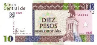 Cuba 10 Pesos, 2004-2005 obverse