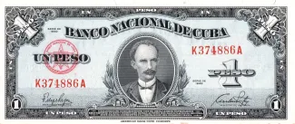 Cuba 1 Peso, 1949-1960 obverse