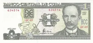 Cuba 1 Peso, 2003 P-125 obverse