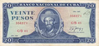 Cuba 20 Pesos, 1971-1990 obverse