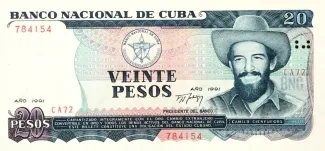 Cuba 20 Pesos, 1991 obverse
