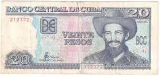 Cuba 20 Pesos, 1998-2002 obverse
