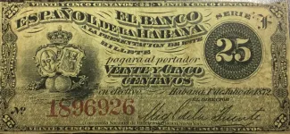 Cuba 25 Centavos, 1876 image