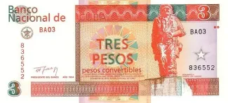 Cuba 3 Pesos, 1994 obverse