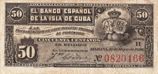 Cuba 50 Centavos, 1896 P-46 obverse
