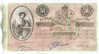 Cuba 50 Pesos, 1896 image