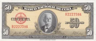 Cuba 50 Pesos, 1950-1960 obverse