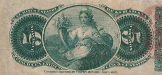 Cuba 5 Centavos, 1872-1883 P-29 reverse
