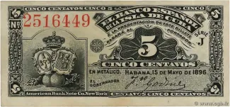 Cuba 5 Centavos, 1896 image