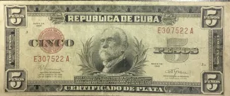 Cuba 5 Pesos, 1934-1949 obverse