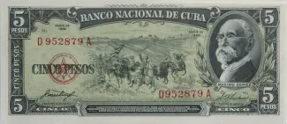 Cuba 5 Pesos, 1958-1960 obverse