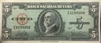 Cuba 5 Pesos, 1960 obverse