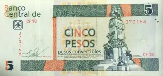 Cuba 5 Pesos, 2006-2017 obverse