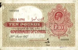 Cyprus 10 Liri, 1917-1919 P-10
