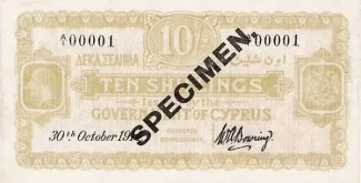 Cyprus 10 Shillings, 1914 P-4