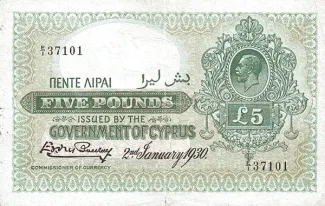 Cyprus 5 Pounds, 1936 image