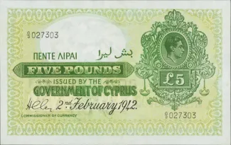 Cyprus 5 Pounds, 1951 image
