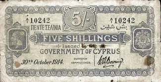 Cyprus 5 Shillings, 1914 P-3