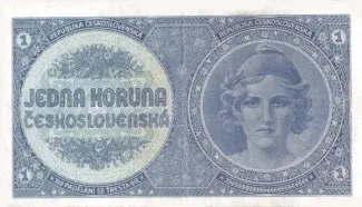 Czechoslovakia 1 Kroner, 1938 P-27 obverse