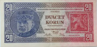Czechoslovakia 20 Korun, 1926 obverse