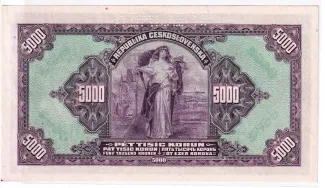Czechoslovakia 5.000 Korun, 1920 reverse
