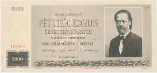 Czechoslovakia 5,000 Kroner, 1945 P-75 obverse