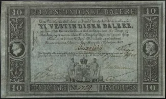 Danish West Indies 10 Vestindiske Dalere / 10 Dollars - fREDER, 1850-1901