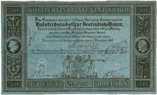 Danish West Indies 50 Vestindiske Dalere / 50 Dollars, 1850