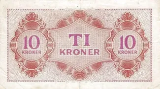 Denmark 10 Kroner, 1945 reverse