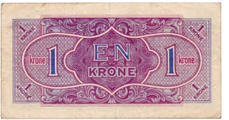 Denmark 1 Kroner, 1945 reverse