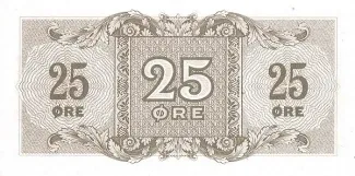 Denmark 25 Øre, 1945 reverse