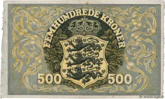 Denmark 500 Kroner "Plovmand", 1910-1925 reverse