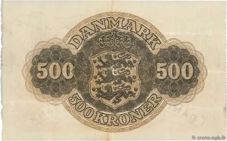 Denmark 500 Kroner, 1944-1962 reverse