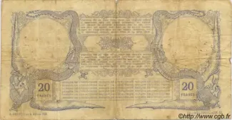 Djibouti 20 Francs, 1921 reverse