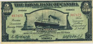 Dominica 5 Dollars, 1920 image