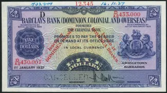 Dominica 5 Dollars, 1937 obverse