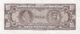 Dominican Republic 10 Pesos, 1962-1963 reverse