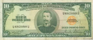Dominican Republic 10 Pesos, 1975-1976 obverse