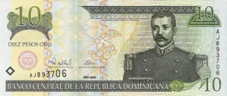 Dominican Republic 10 Pesos, 2000-2003 obverse