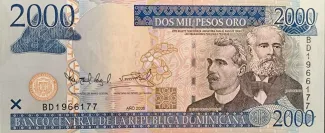 Dominican Republic 2.000 Pesos, 2006-2010 obverse