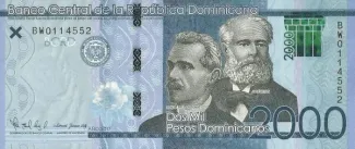 Dominican Republic 2.000 Pesos, 2017-2023 obverse