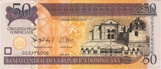 Dominican Republic 50 Pesos, 2011-2013 obverse