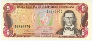 Dominican Republic 5 Pesos, 1990 obverse